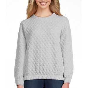 Light Heather Gray Quilted Sweater Sweatshirt New M 8 10 Lounge Athletic Athketa